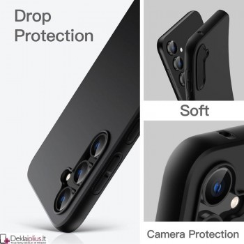 Silikoninis ploniausias dėklas - su kameros apsauga - juodas (Samsung S23 Fe)
